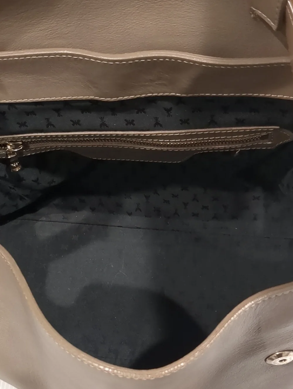 Patrizia Pepe Taupe Leather Minimalist Satchel Crossbody